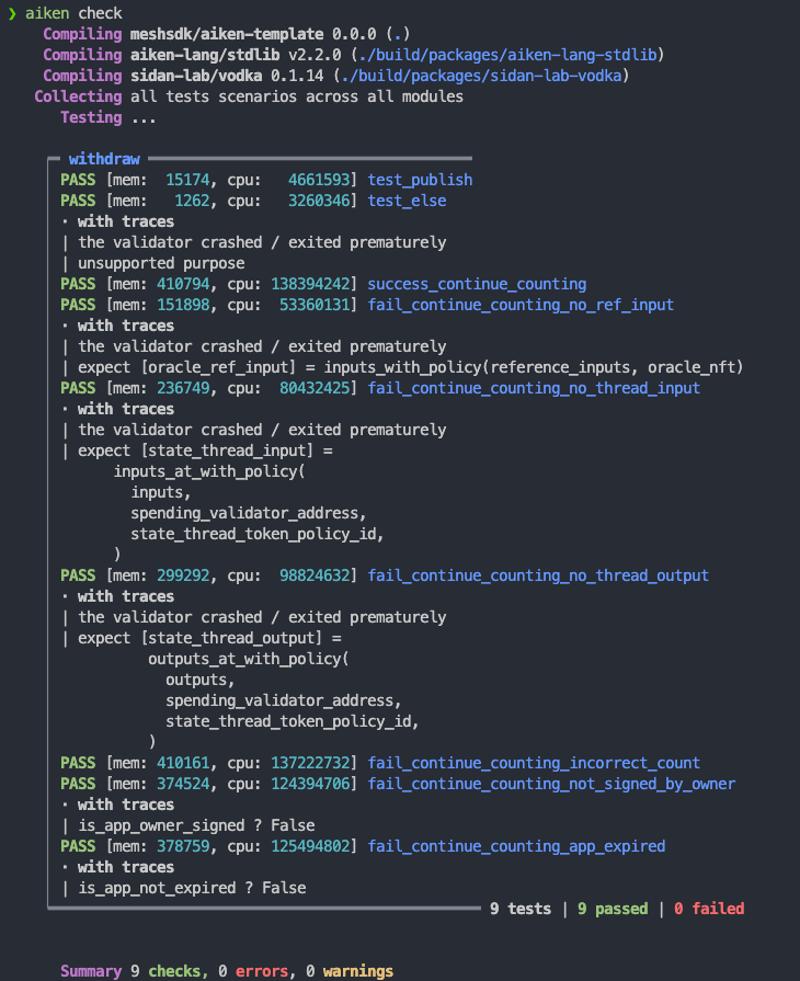 Continue Counting Tests