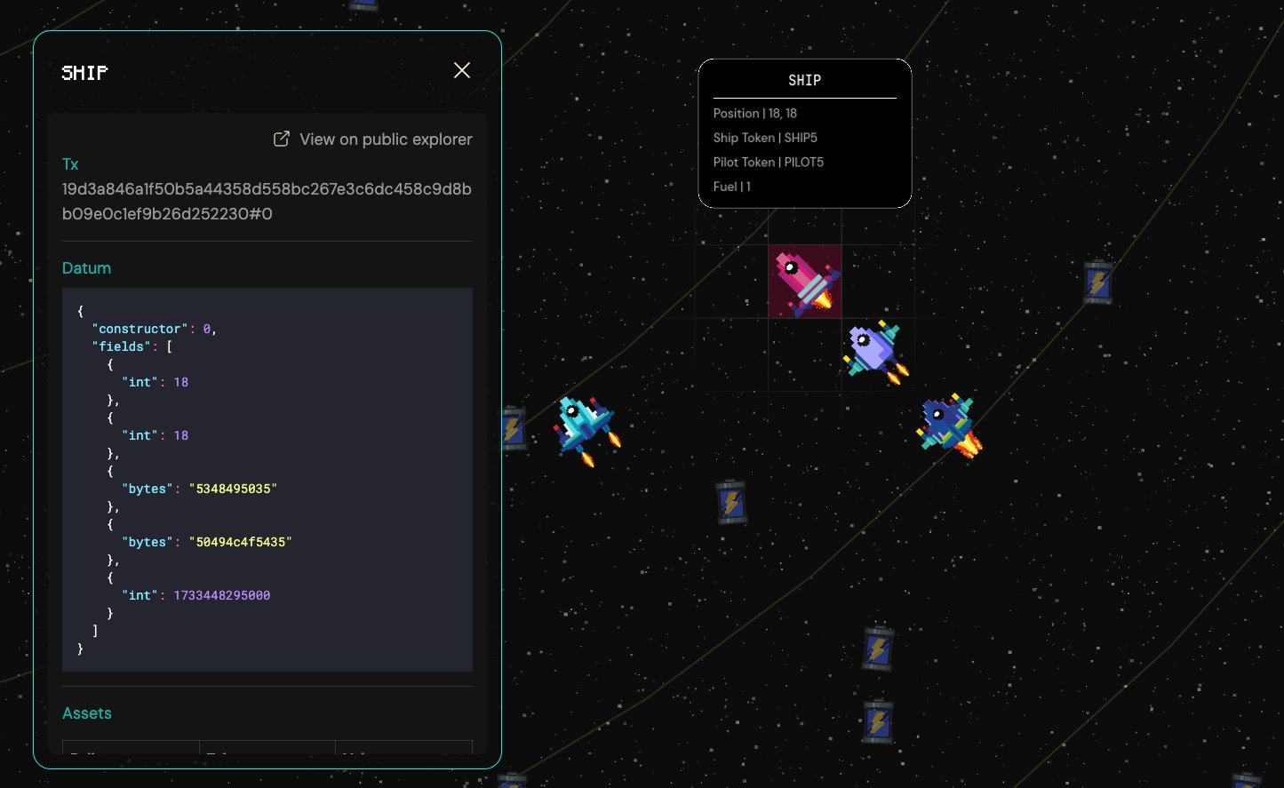 Asteria space game for learning eUTxO development